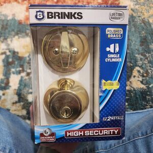 BRINKS HEAVY DUTY SINGLE CYLINDER DEADBOLT, POLISHED BRASS, 2717-105